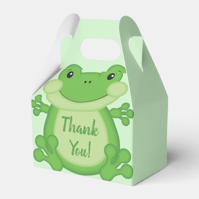 Frog Baby Shower Green Favor Boxes (Front Side)