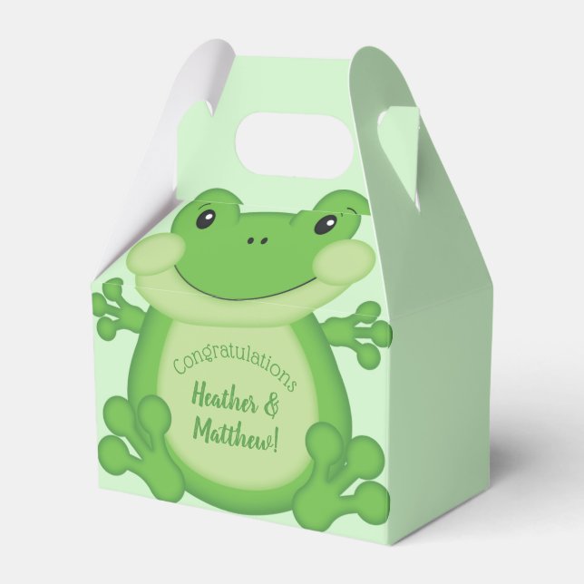 Frog Baby Shower Green Favor Boxes (Front Side)