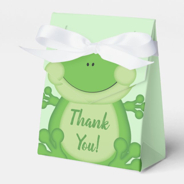Frog Baby Shower Green Favor Boxes (Front Side)