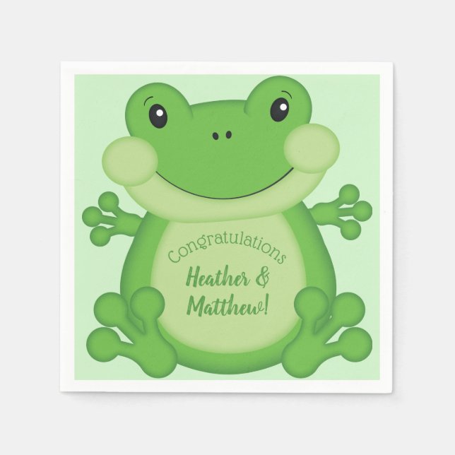 Frog Baby Shower Green Napkins (Front)