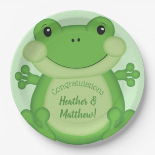 Frog Baby Shower Green Paper Plates