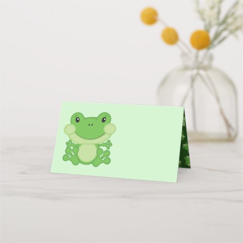 Frog Baby Shower Green Place Card