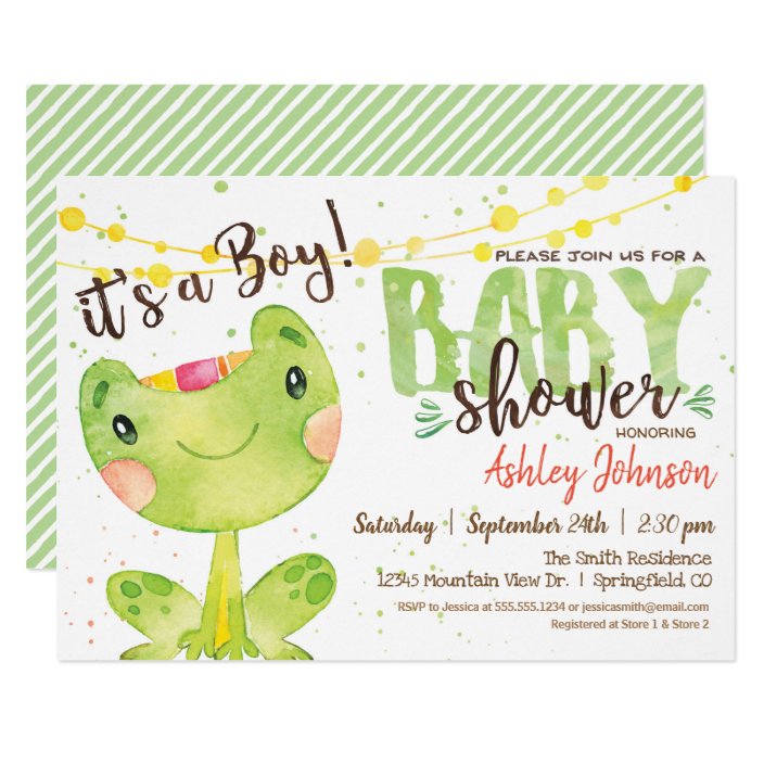 frog baby shower invitations