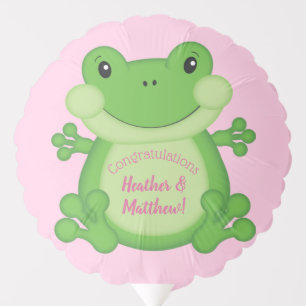 Frog Baby Shower Pink Girl Balloon