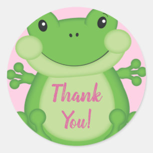 Frog Baby Shower Pink Girl Classic Round Sticker