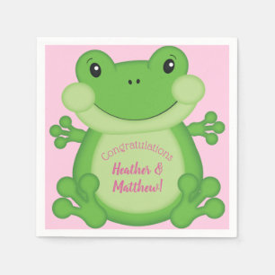 Frog Baby Shower Pink Girl Napkins