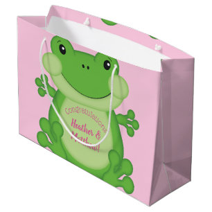 Frog Baby Shower Pink Large Gift Bag