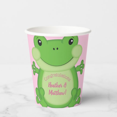 Frog Baby Shower Pink Paper Cups