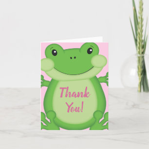 Frog Baby Shower Pink Thank You Card
