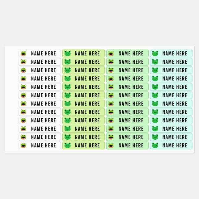 Frog back to school name waterproof labels sticker (Sheet)
