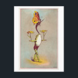 Frog Balancing Flowers and Butterfly Vintage Postcard<br><div class="desc">This postcard features a reproduction of a vintage Victorian illustration showing a circus frog walking while balancing a flower in each hand and a butterfly on his head.</div>