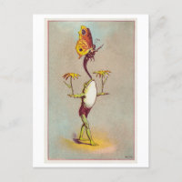 Frog Balancing Flowers and Butterfly Vintage