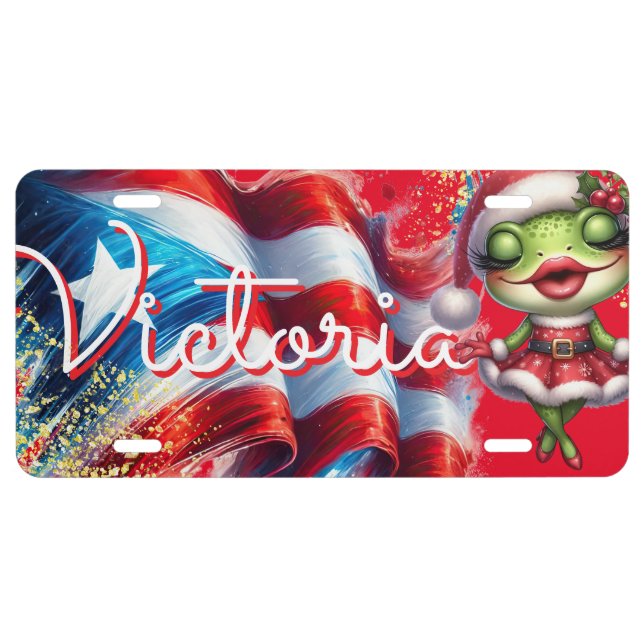 Frog Bandera Flag PR Airbrush License Plate (Front)