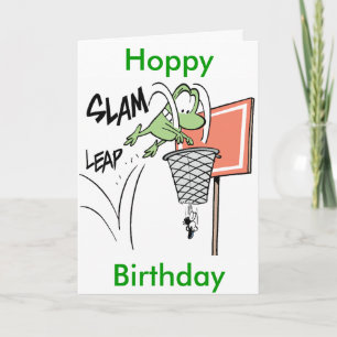 Frog Basketball Cartoon Hoppy Birthday Card
