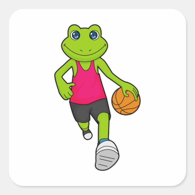 Frog Basketball player Basketball Square Sticker (Front)