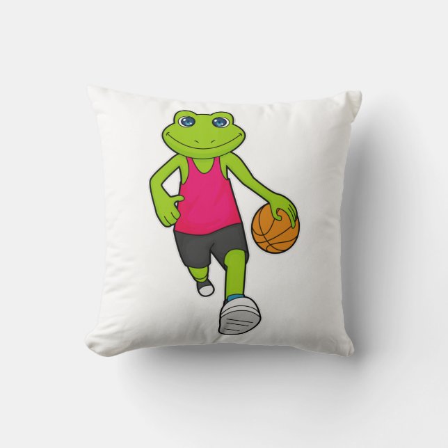 Frog Basketball player Basketball Throw Pillow (Front)
