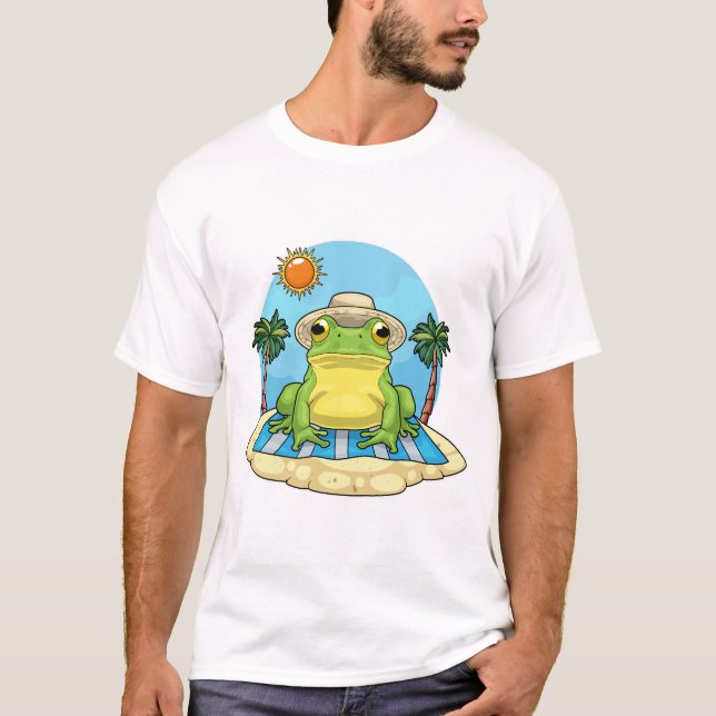 Frog Beach Palm trees Summer T-Shirt (Front)