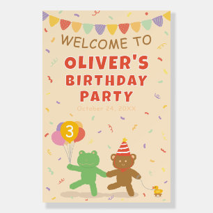 Frog & Bear Birthday Welcome Sign