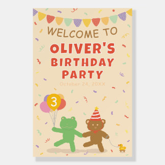 Frog & Bear Birthday Welcome Sign