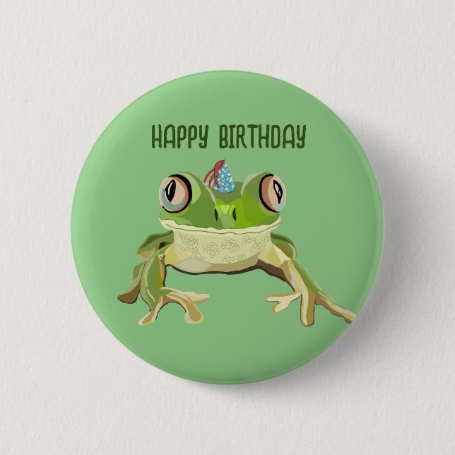 Frog Birthday Badge Button (Front)