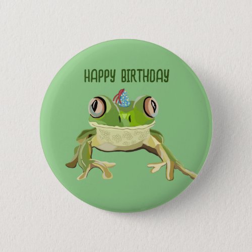 Frog Birthday Badge Button
