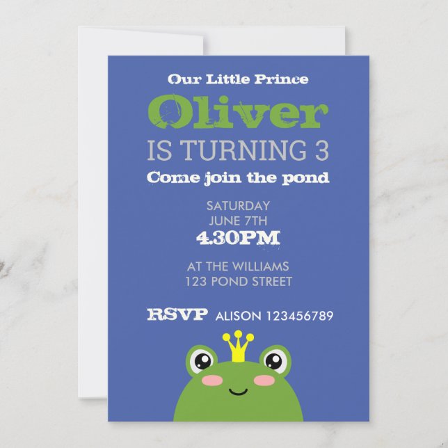 Frog Birthday Invitation (Front)