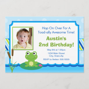 Frog Birthday Invitation 5x7 Toad Invite