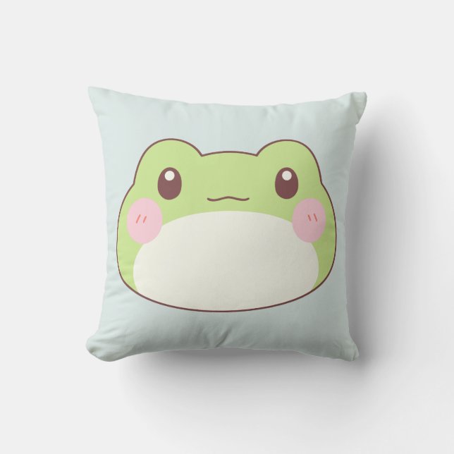 Frog Birthday Kids Art Throw Pillow (Front)
