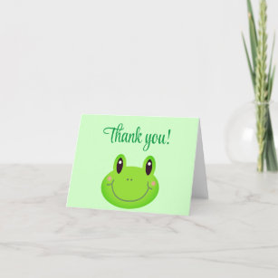 Frog birthday kids froggy party  thank you card