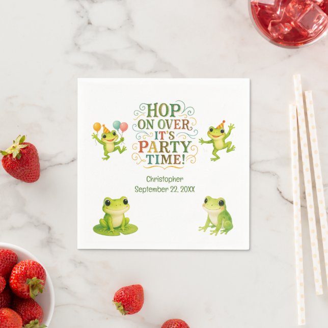 Frog Birthday Party Boy Girl Toddler Kids Napkins (Insitu)