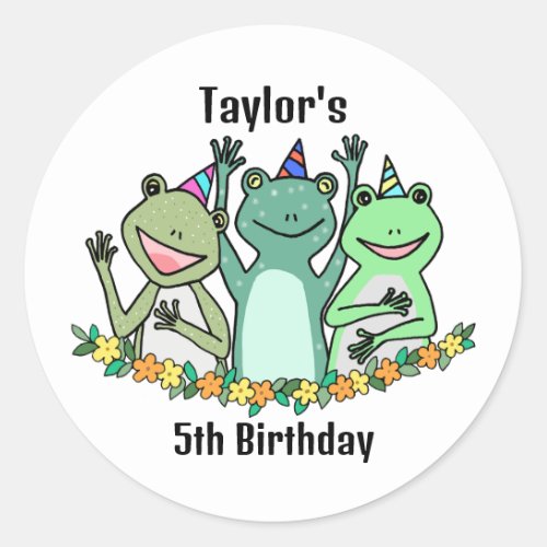 Frog Birthday Party Funny Favor Thank you Gift Classic Round Sticker