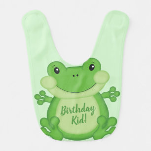 Frog Birthday Party Green Baby Bib
