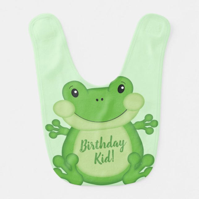 Frog Birthday Party Green Baby Bib (Front)