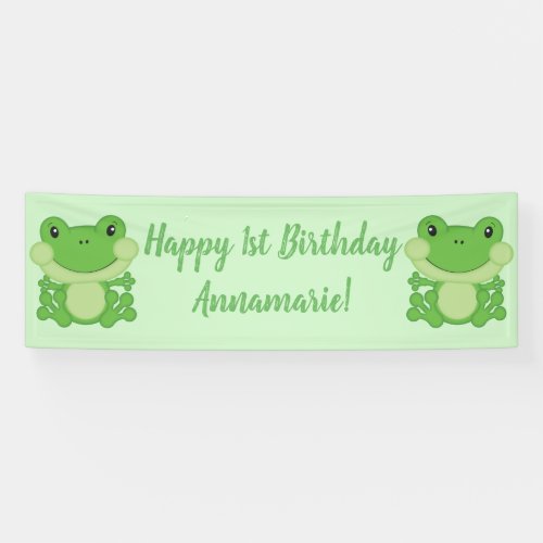 Frog Birthday Party Green Banner
