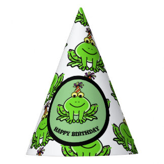 FROG BIRTHDAY PARTY HAT WITH FROG DESIGN