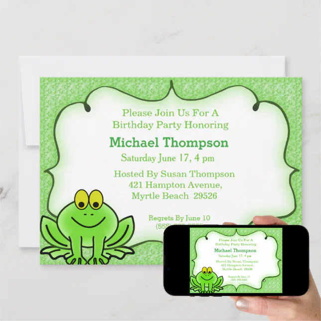 Frog Birthday Party Invitation | Zazzle