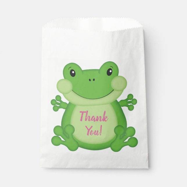 Frog Birthday Party Pink Favor Bag (Front)