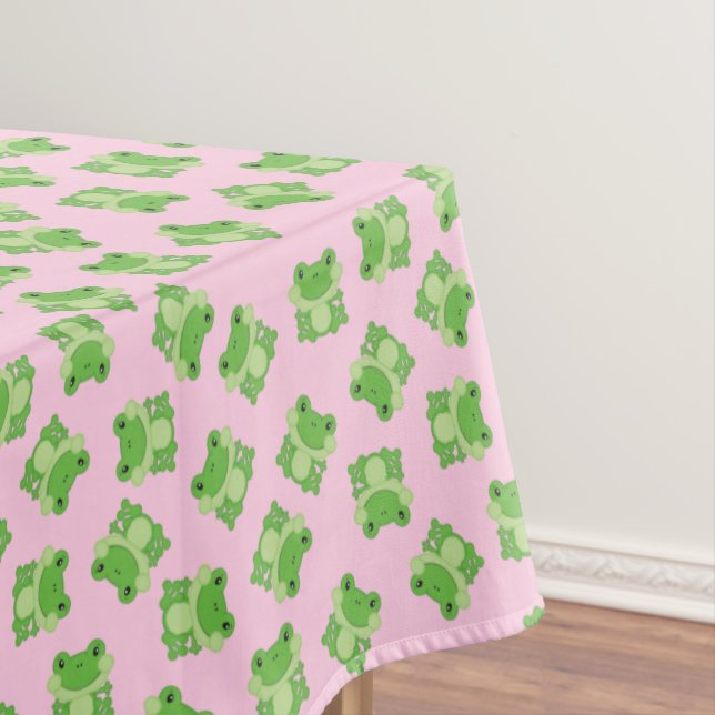 Frog Birthday Party Pink Tablecloth (In Situ)