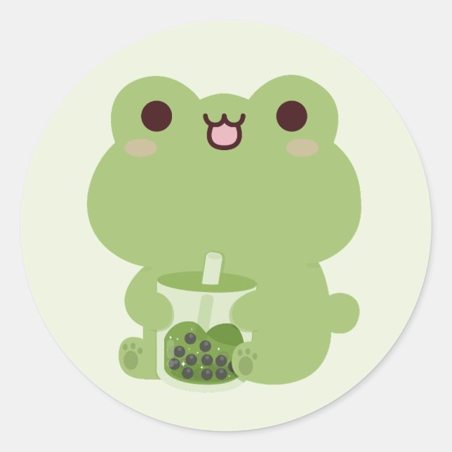 Frog Boba Classic Round Sticker (Front)