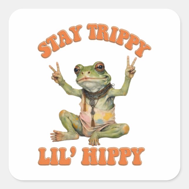 Frog Boho Hippie custom personalized Hippie  Square Sticker (Front)