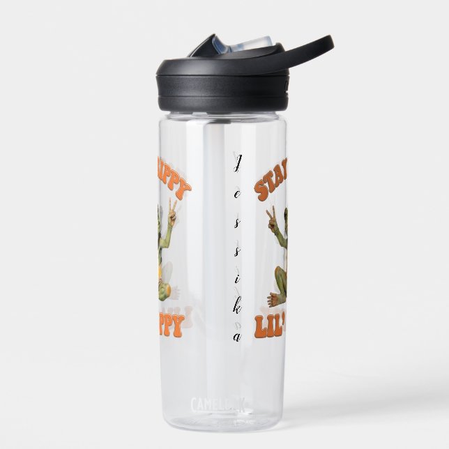 Frog Boho Hippie custom personalized Hippie  Water Bottle (Left)