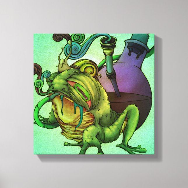 Frog & Bong (Green) Canvas Print (Front)