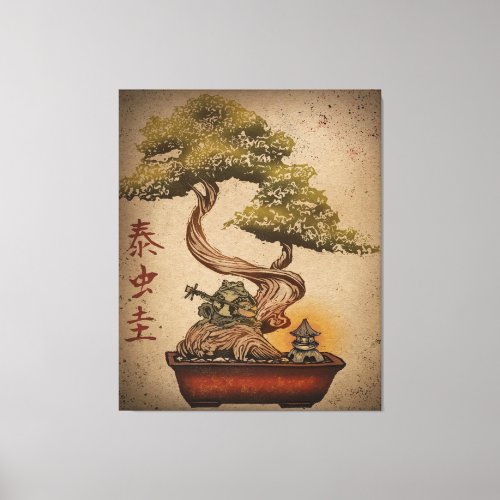 Frog Bonsai Tree Art Design  Birthday Gift Canvas Print