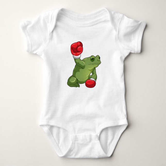 Frog Boxer Boxing gloves Baby Bodysuit (Front)