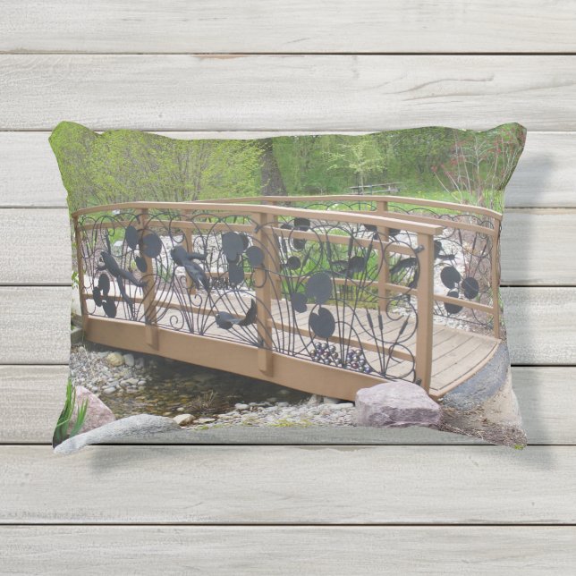 Frog Bridge at Gardens Outdoor Accent 12x16 Pillow (Front)