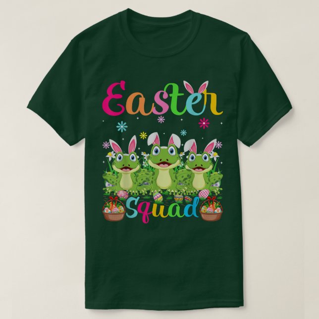 Frog Bunny Ear Funny Easter Squad Frog Happy Easte T-Shirt (Design Front)