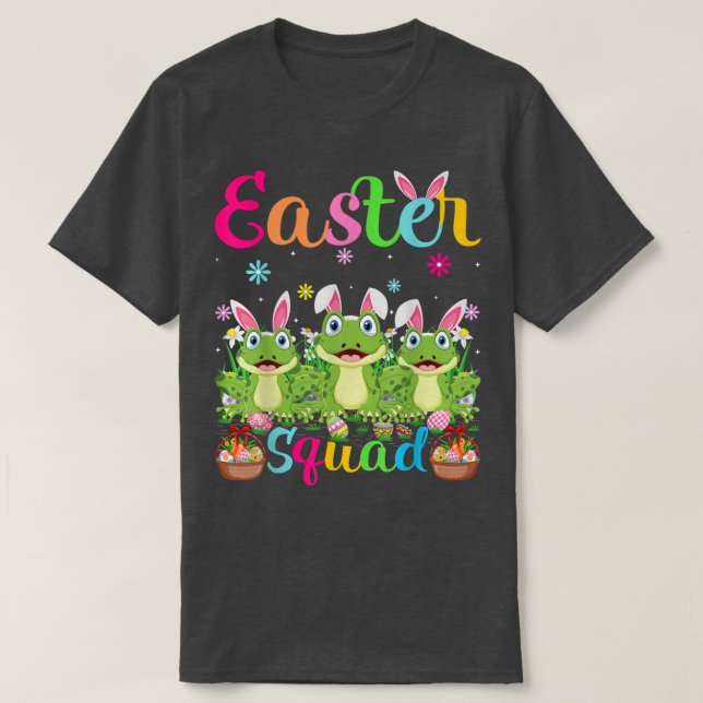 Frog Bunny Ear Funny Easter Squad Frog Happy Easte T-Shirt (Design Front)