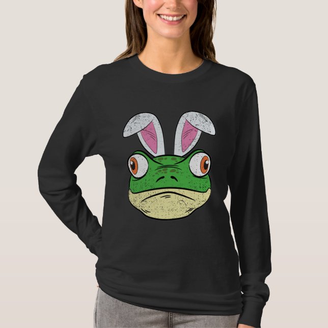 Frog Bunny Ears Easter Cute Amphibian Animal T-Shirt (Front)