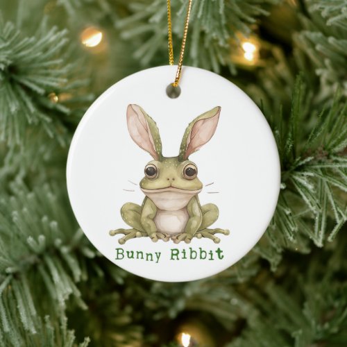Frog Bunny Rabbit Floppy Ears Toad Funny Easter  Ceramic Ornament