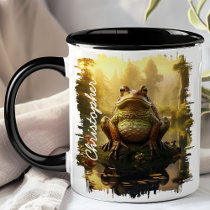 Frog by Morning Pond Reflection  Mug